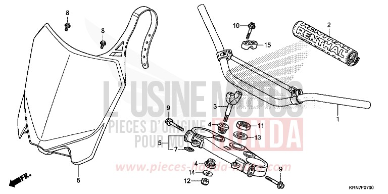 HANDLE PIPE/TOP BRIDGE for CRF250R EXTREME RED (R292) from 2016