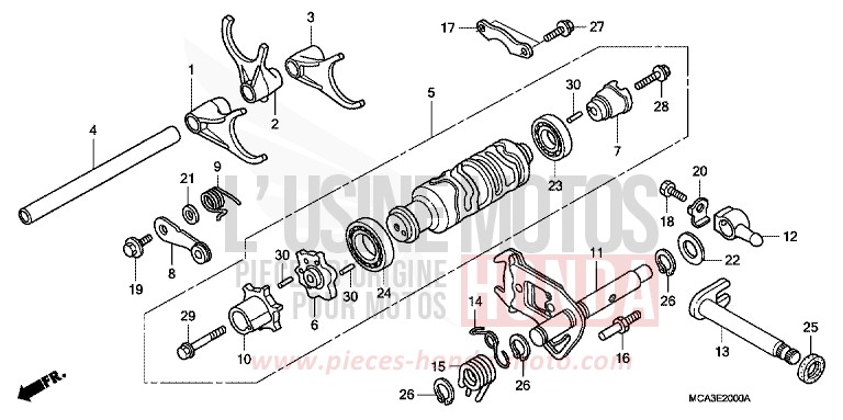 SHIFT DRUM/SHIFT FORK for Goldwing PEARL APOLLO BLUE (PB304) from 2002