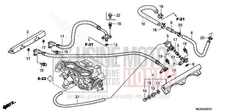 THROTTLE BODY (TUBING) for Goldwing PEARL APOLLO BLUE (PB304) from 2002