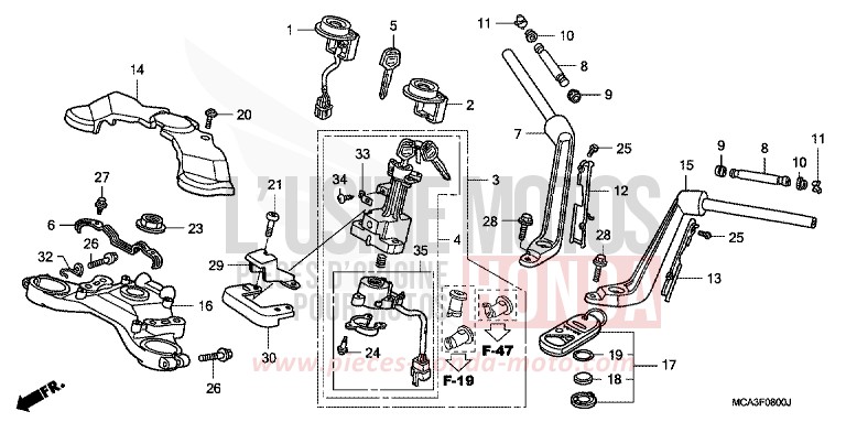 ROHRGRIFF/OBERE BRUECKE (GL1800A1/A2/A3/A4) for Goldwing PEARL APOLLO BLUE (PB304) from 2002
