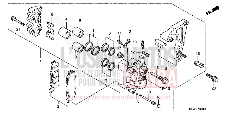HINTERRAD-BREMSSATTEL for Goldwing PEARL CANYON RED (R259) from 2002