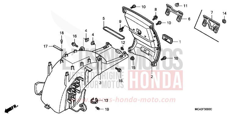 REAR FENDER (1) for Goldwing PEARL CANYON RED (R259) from 2002