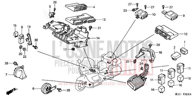 CONTROL UNIT (GL1800A1/A2/A3/A4/A5) for Goldwing PEARL CANYON RED (R259) from 2002