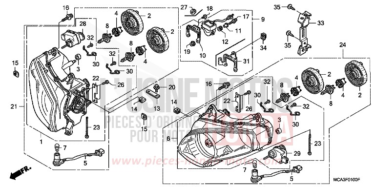 HEADLIGHT for Goldwing STREAM SILVER METALLIC (NH469) from 2002