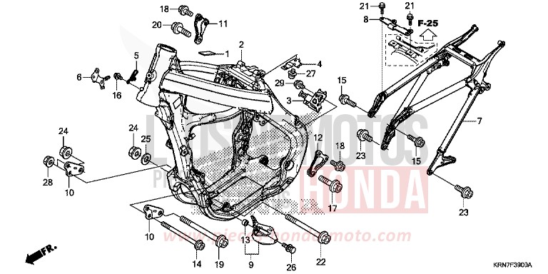 FRAME BODY for CRF250R EXTREME RED (R292) from 2016