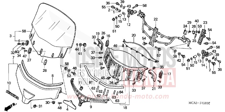 WIND SCREEN (GL1800A1/A2/A3) for Goldwing STREAM SILVER METALLIC (NH469) from 2002