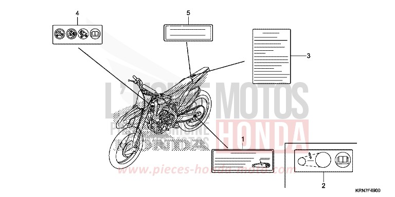 ETICHETTA DI AVVERTIMENTO per CRF250R EXTREME RED (R292) del 2016