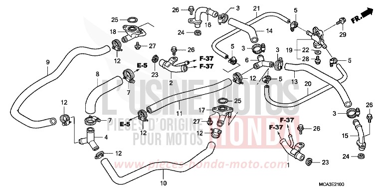 WATER PIPE for Goldwing DURANGO RED METALLIC (R274) from 2004