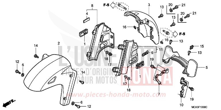 FRONT FENDER for Goldwing BLACK (NH1) from 2004