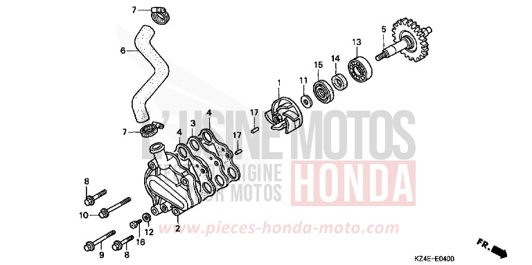WATER PUMP for CR125R EXPLOSION RED (R254) from 2001