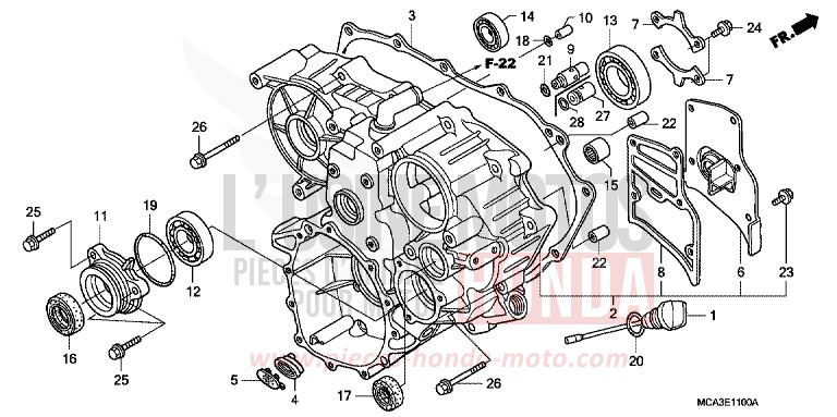 REAR CASE for Goldwing STREAM SILVER METALLIC (NH469) from 2004