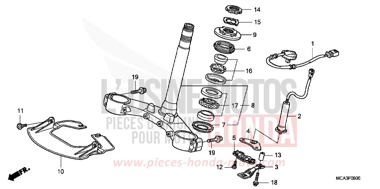 STEERING STEM for Goldwing STREAM SILVER METALLIC (NH469) from 2004