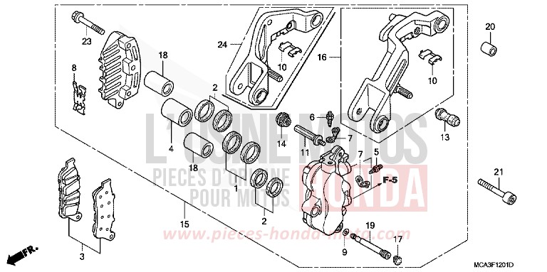 L. FRONT BRAKE CALIPER for Goldwing STREAM SILVER METALLIC (NH469) from 2004