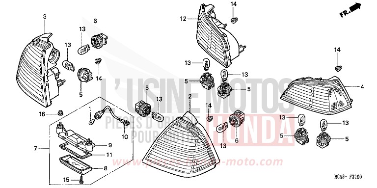 REAR COMBINATION LIGHT (GL1800A1/A2/A3/A4/A5) for Goldwing STREAM SILVER METALLIC (NH469) from 2004