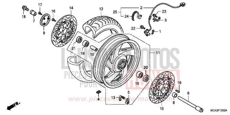 FRONT WHEEL for Goldwing ARCTIC WHITE (NHA29) from 2005