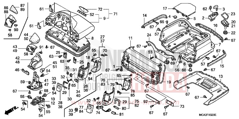 LUGGAGE BOX for Goldwing ARCTIC WHITE (NHA29) from 2005