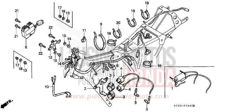WIRE HARNESS/ IGNITION COIL for CM125C CANDY BOURGOGNE RED-U (R107) from 1982