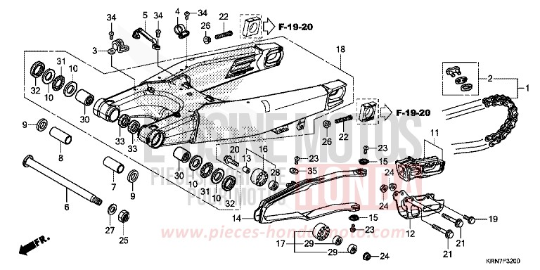 SWINGARM for CRF250R EXTREME RED (R292) from 2017