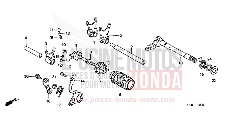 GEARSHIFT DRUM for CR125R EXPLOSION RED (R254) from 2001