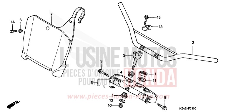 HANDLE PIPE/TOP BRIDGE for CR125R EXPLOSION RED (R254) from 2001