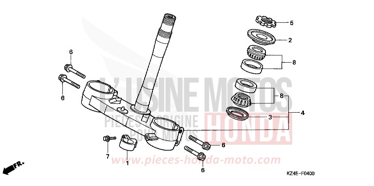 STEERING STEM for CR125R EXPLOSION RED (R254) from 2001