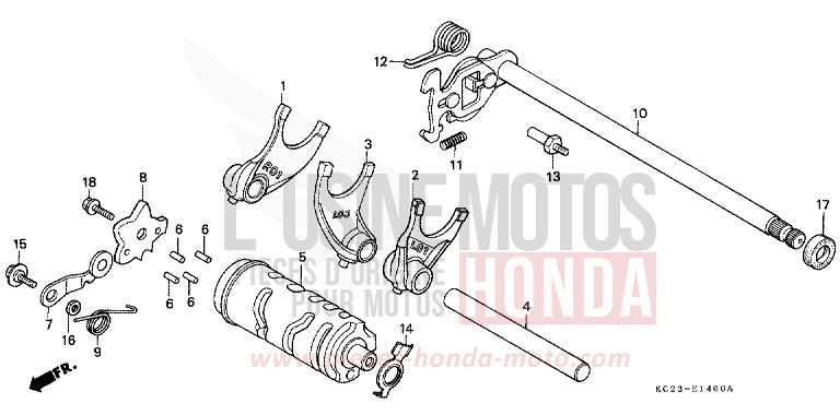 SHIFT DRUM/SHIFT FORK for CM125C PURE BLACK (NH237) from 1982
