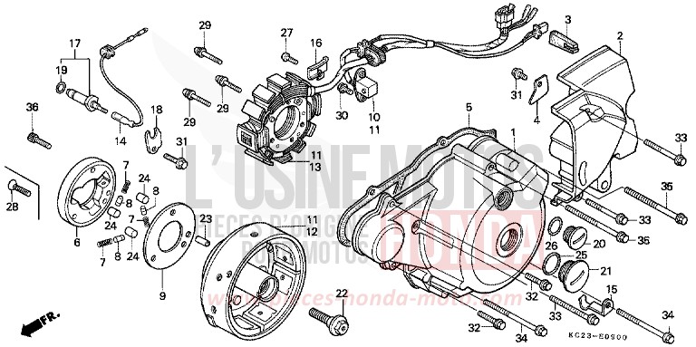 LEFT CRANKCASE COVER/ GENERATOR for CM125C R104U (R104U) from 1982