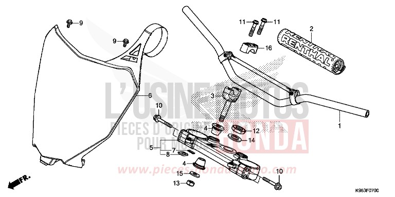 HANDLE PIPE/TOP BRIDGE (CRF250RJ) for CRF250R EXTREME RED (R292) from 2018