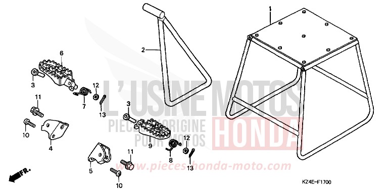 STAND/STEP for CR125R EXPLOSION RED (R254) from 2001