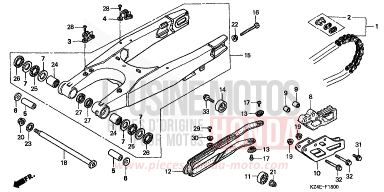 SWINGARM for CR125R EXPLOSION RED (R254) from 2001