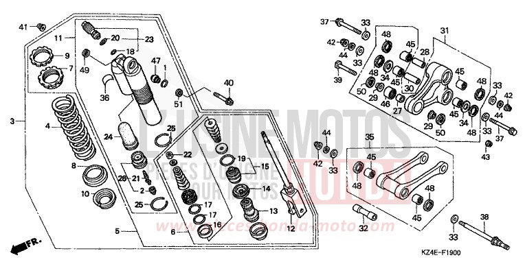 REAR CUSHION for CR125R EXPLOSION RED (R254) from 2001