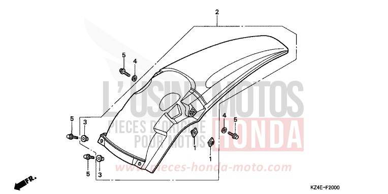 REAR FENDER for CR125R EXPLOSION RED (R254) from 2001