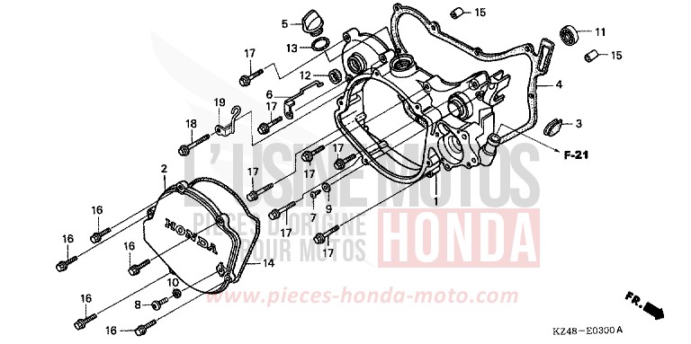 RIGHT CRANKCASE COVER (CR125R2-4) for CR125R EXPLOSION RED (R254) from 2002