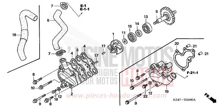 POMPA ACQUA per CR125R EXPLOSION RED (R254) del 2002