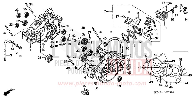 CRANKCASE (CR125R2) for CR125R EXPLOSION RED (R254) from 2002