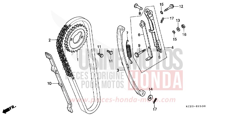 CAM CHAIN/TENSIONER for CM125C SILVER METALLIQUE-U FIN (NH118) from 1988