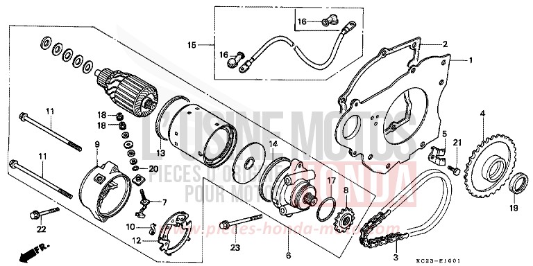STARTING MOTOR (2) for CM125C CANDY BOURGOGNE RED-U (R107) from 1988
