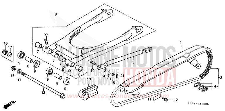 SWINGARM/CHAIN CASE for CM125C CANDY BOURGOGNE RED-U (R107) from 1988