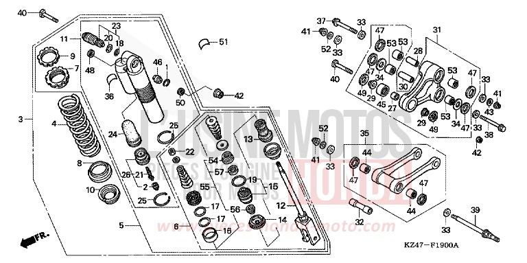 REAR CUSHION for CR125R EXPLOSION RED (R254) from 2002