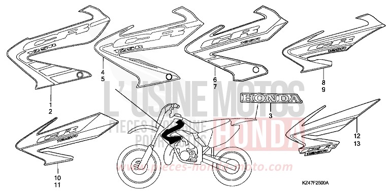 MARK for CR125R EXPLOSION RED (R254) from 2002