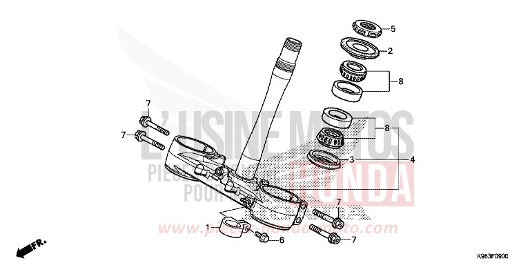 PIANTONE STERZO per CRF250R EXTREME RED (R292) del 2019