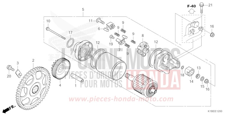 HANDLE PIPE/TOP BRIDGE for CM125C PEARL ATLANTIS BLUE (B142) from 1988