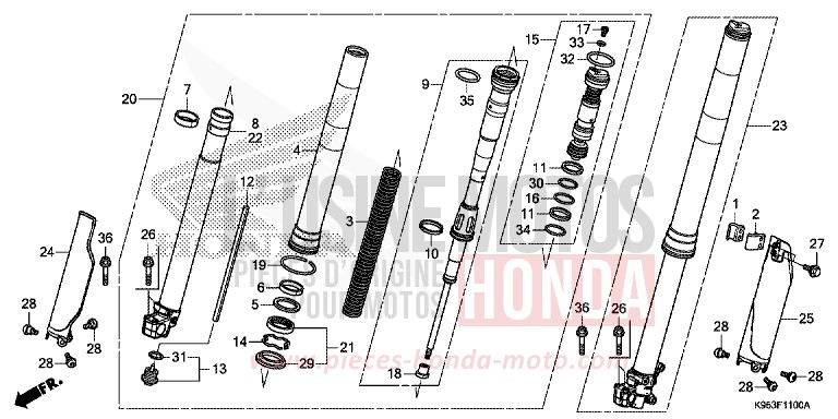 FORCELLA ANTERIORE per CRF250R EXTREME RED (R292) del 2019