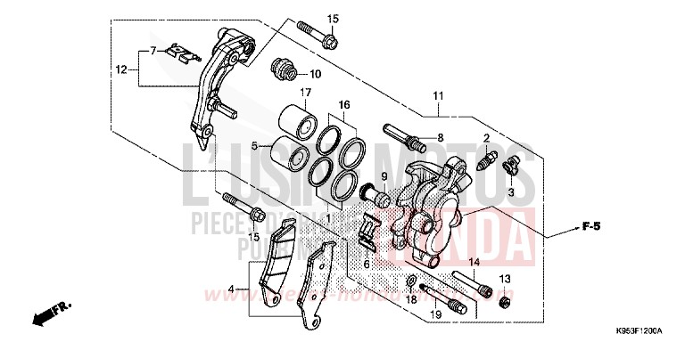 FRONT BRAKE CALIPER for CRF250R EXTREME RED (R292) from 2019