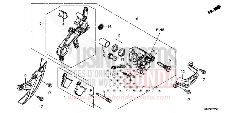 REAR BRAKE CALIPER for CRF250R EXTREME RED (R292) from 2019