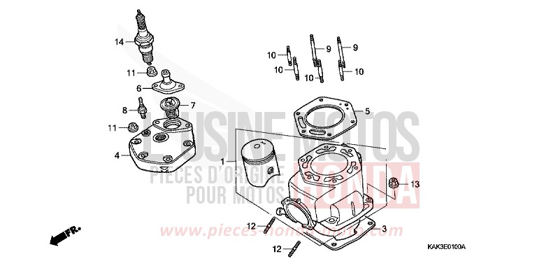 CYLINDER/CYLINDER HEAD for CRM125R FLASH RED (R119) from 1990