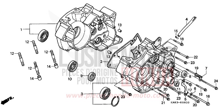 CRANKCASE for CRM125R FLASH RED (R119) from 1990
