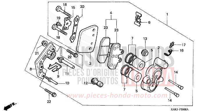 FRONT BRAKE CALIPER for CRM125R FLASH RED (R119) from 1990