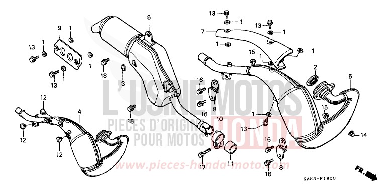 EXHAUST MUFFLER for CRM125R FLASH RED (R119) from 1990