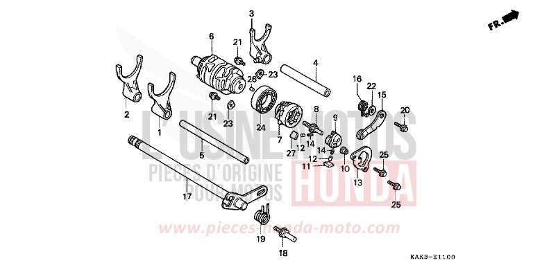 SHIFT DRUM/SHIFT FORK for CRM125R SHASTA WHITE (NH138) from 1990